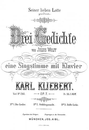 Kliebert - 3 Gedichte - Score