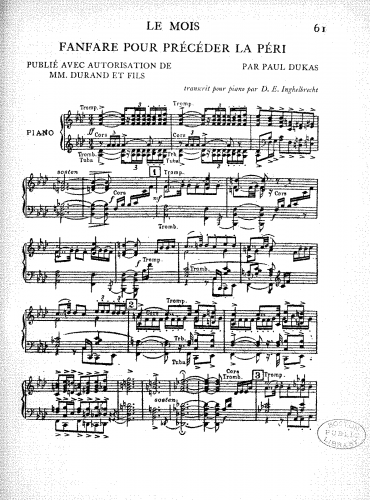 Dukas - Fanfare pour précéder La Péri - For Piano Solo (Inghelbrecht) - Score