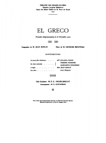 Inghelbrecht - El greco - Score