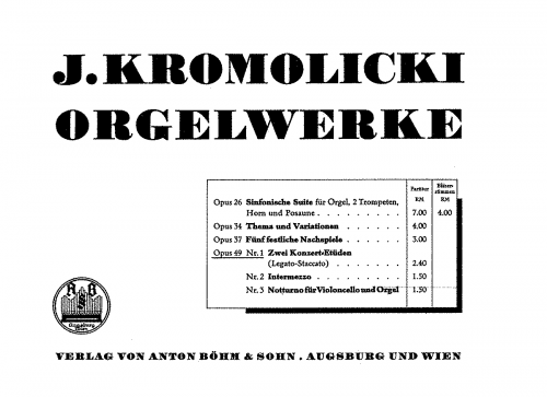 Kromolicki - 2 Konzert-Etüden, Op. 49 No. 1 - Score