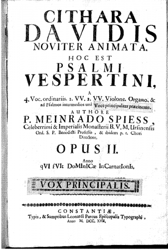 Spieß - Cithara Davidis noviter animata, Op. 2