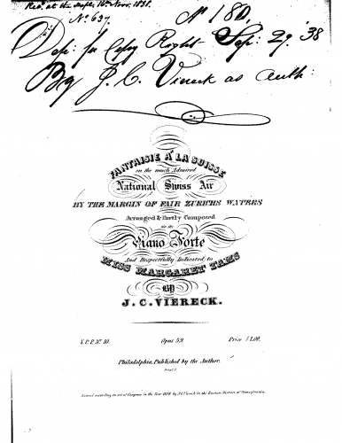 Viereck - Fantaisie à la Suisse - Piano Score - Score