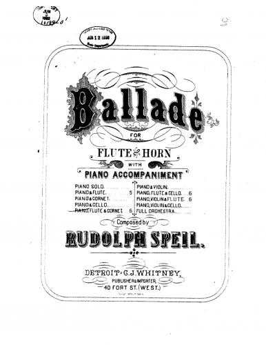 Speil - Ballade for Flute, Cornet and Piano