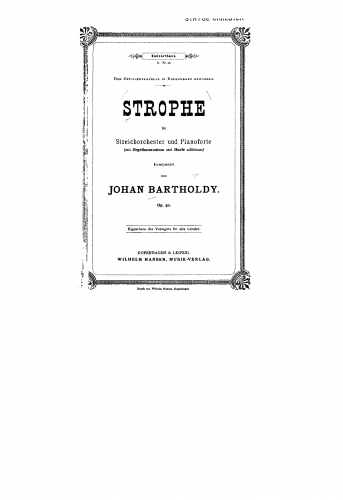 Bartholdy - Strophe, Op. 30 - Score