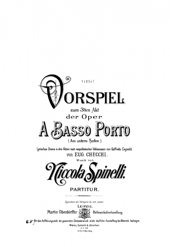 Spinelli - A basso portoAm untern Hafen - Preludio (Act III) - Score