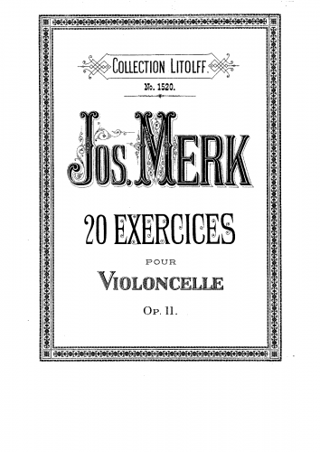 Merk - 20 Exercises for Cello - Cello Scores - Score