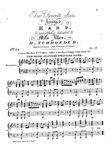 Schroeder - Airs Arranged for the Harp - No. 24