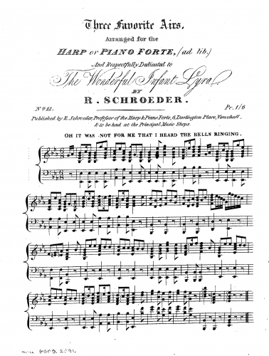 Schroeder - Airs Arranged for the Harp - No. 11