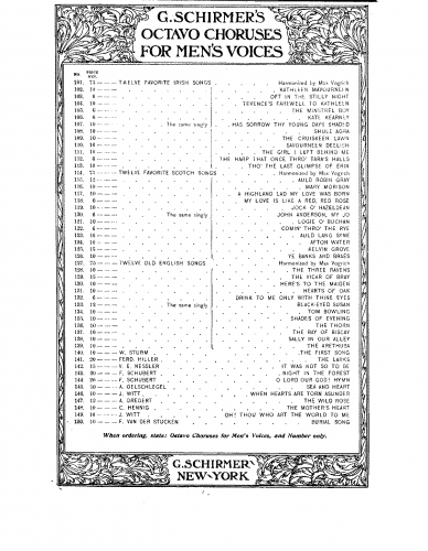 Vogrich - 12 Favorite Irish Songs - Score