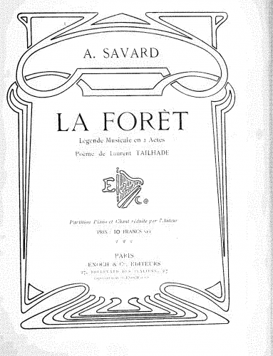 Savard - La forêt - Vocal Score - Score