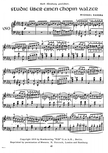 Zadora - Study on Chopin's Waltz in Db Op. 64, No. 1 - Score