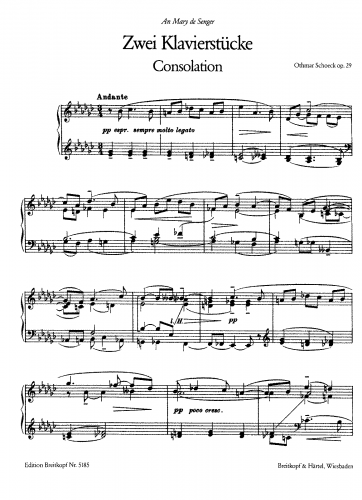 Schoeck - Zwei Klavierstücke, Op. 29 - Score