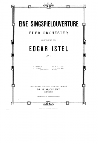 Istel - Eine Singspielouverture, Op. 17 - Score