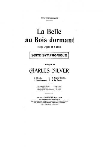 Silver - La belle au bois dormant - Suite symphonique - Incomplete Score