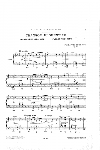 Courras - Chanson florentine, Op. 30 - Score