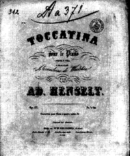 Henselt - Toccatina, Op. 25 - Score