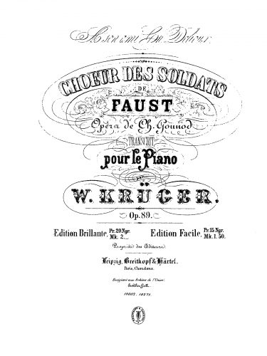 Krüger - Chur des soldats de 'Faust' - Score