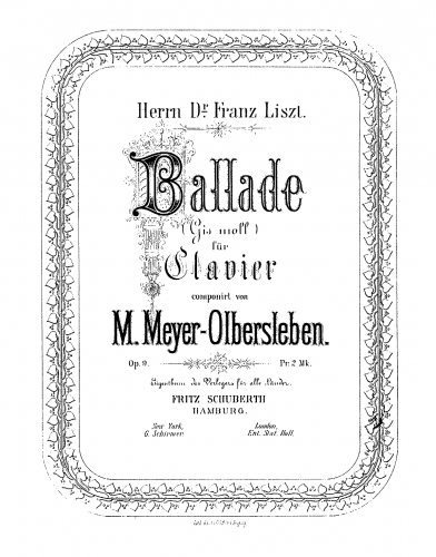 Meyer-Olbersleben - Ballade - Score