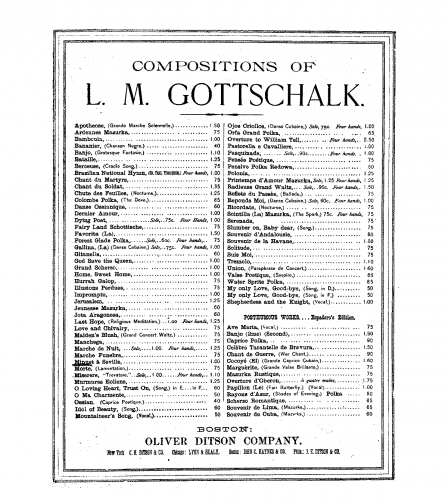 Gottschalk - Minuit à Séville - Caprice - Piano Score - Score