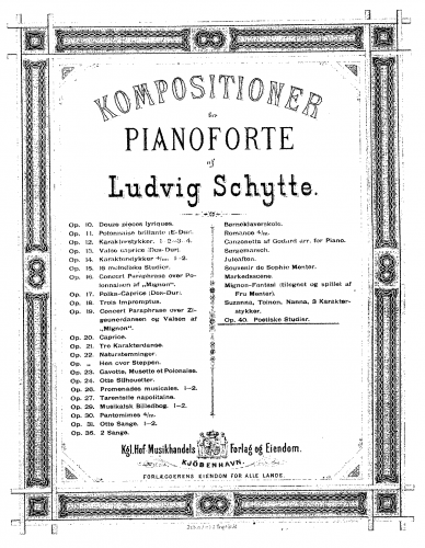 Schytte - Poetiske Studier, Op. 40 - Score