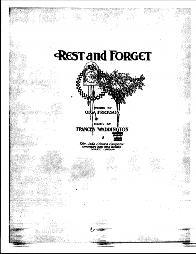 Bunsen (née Waddington) - Rest and Forget - Voice and piano score