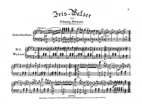 Strauss Sr. - Iris-Walzer fuer das Pianoforte - Score