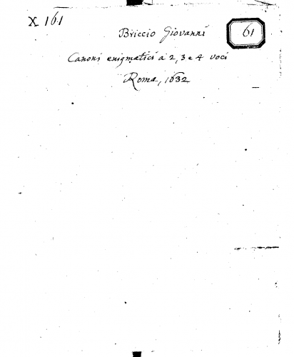 Briccio - Canoni enigmatici musicali - Score