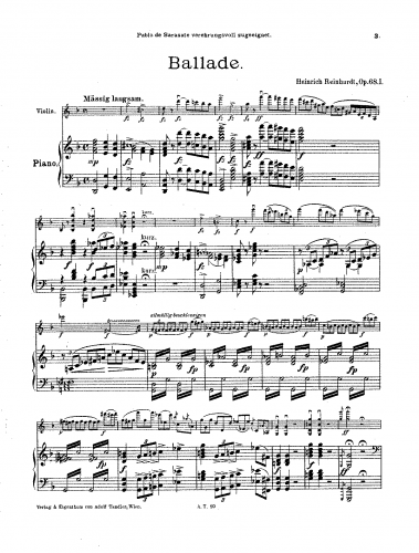 Reinhardt - Ballade - Scores and Parts - Piano score and Violin part