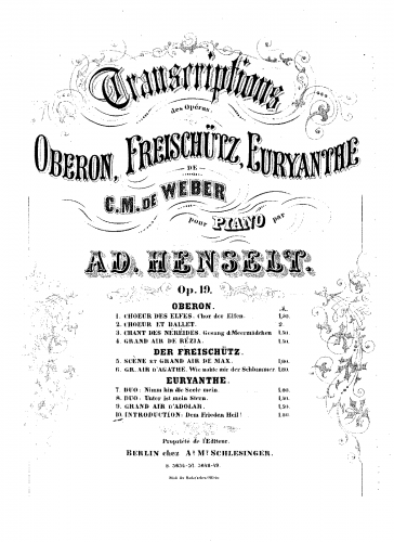 Henselt - 10 Transcriptions from Weber's 'Oberon', 'Der Freischütz', and 'Euryanthe', Op. 19 - No. 10 - Introduction 'Dem Frieden Heil nach Sturmestagen' from 'Euryanthe'