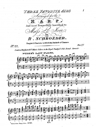 Schroeder - Airs Arranged for the Harp - No. 22