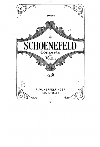 Schoenefeld - Violin Concerto, Op. 59 - For Violin and Piano - Score