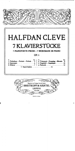 Cleve - 7 Piano Pieces, Op. 1 - Score