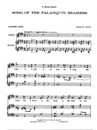 Shaw - Song of the Palanquin Bearers - Score