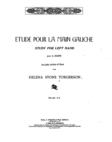 Torgerson - Etude pour la main gauche - Score