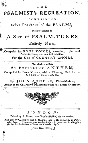 Arnold - The Psalmist's Recreation - Score