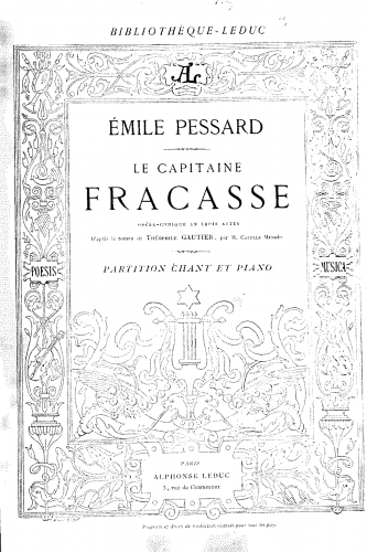 Pessard - La capitaine Fracasse - Vocal Score - Score