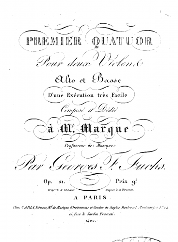 Fuchs - 3 String Quartets, Op. 21