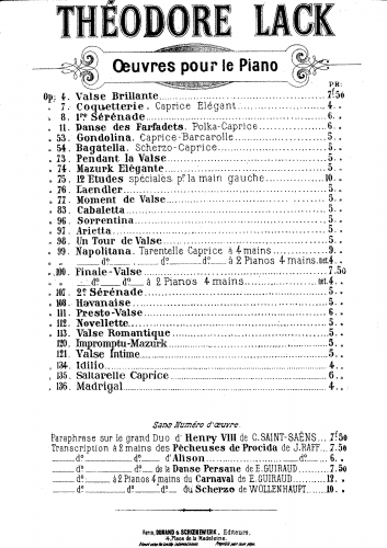 Lack - Cabaletta - For Piano Solo - Score