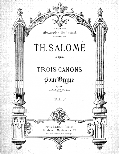 Salomé - Trois canons pour grand orgue, Op. 21 - Score