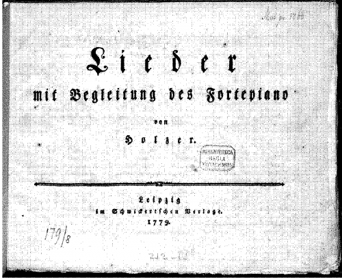 Holzer - 12 Lieder - Score