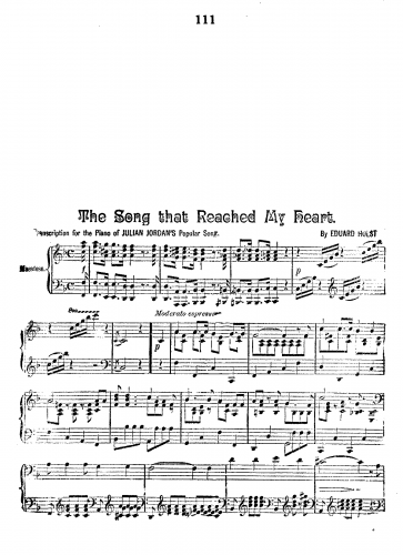 Jordan - The Song that Reached my Heart - For Piano solo (Holst) - Score