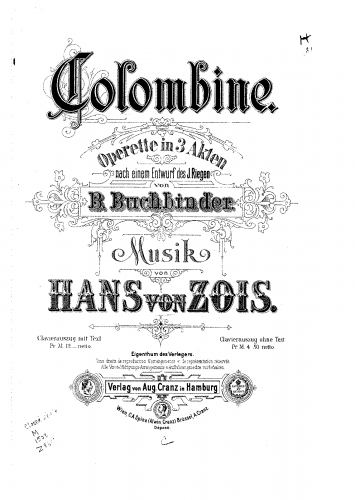 Zois - Colombine - Vocal Score - Score