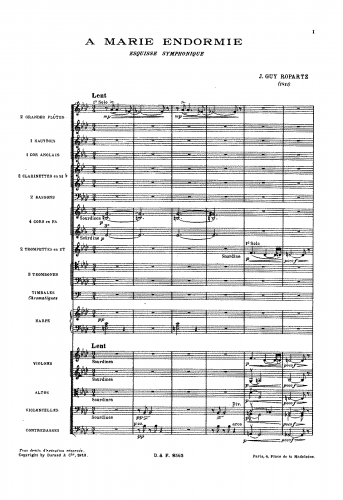 Ropartz - A Marie endormie - Score