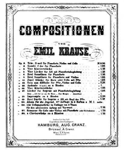 Krause - 4 Klavierstücke - Score