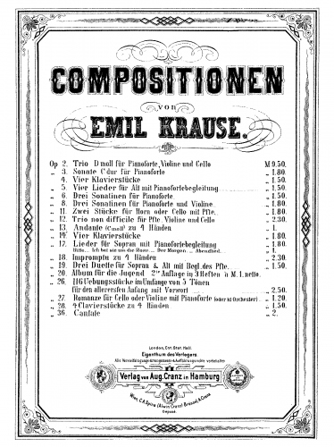 Krause - 4 Klavierstücke - Score