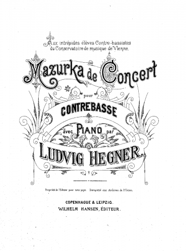 Hegner - Mazurka de Concert for Double Bass and Piano - Score