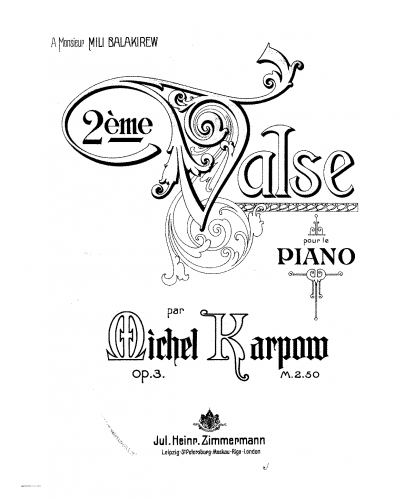 Karpoff - Deuxième valse, Op. 3 - Score