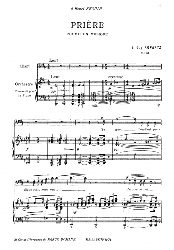 Ropartz - Prière - Score