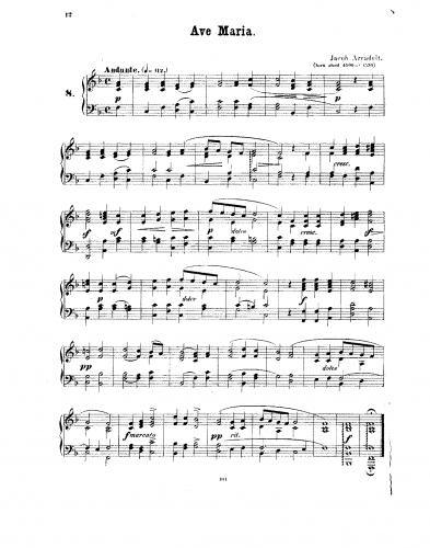 Arcadelt - Ave Maria - For Piano solo (Dietsch) - Score