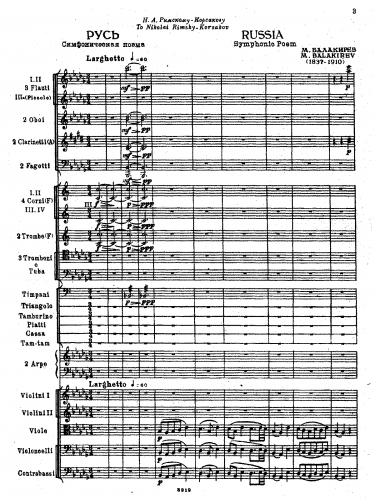 Balakirev - Russia - 3rd version (1907) - Score
